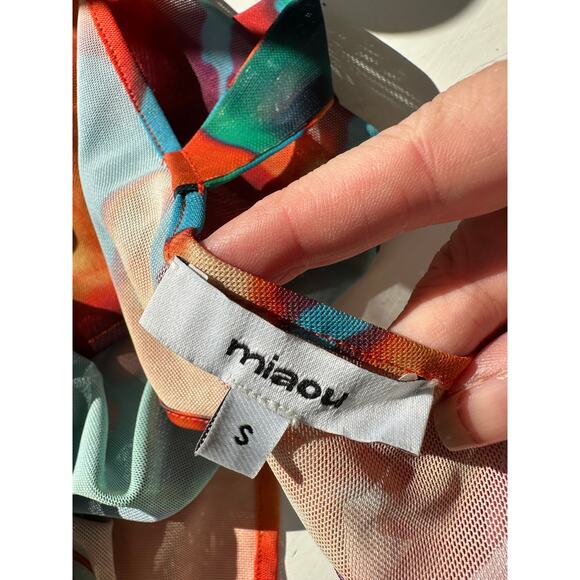 Miaou Multicolor Mesh Bandana Cowl Tank Top Women’s S - Picture 13 of 15